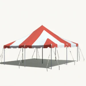 20' x 20' Rope & Pole Tent Red & White