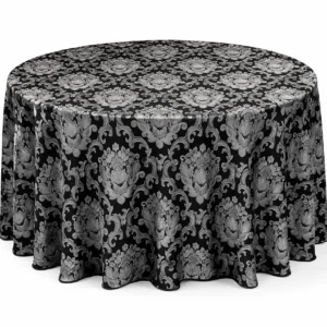 Beethoven Damask Collection Black & Silver Linen