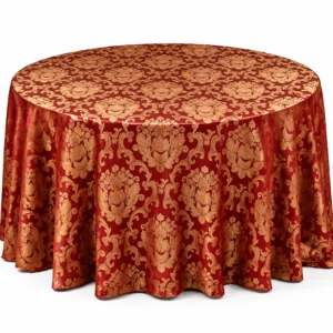Beethoven Damask Collection Burgundy & Gold Linen