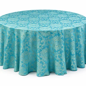 Beethoven Damask Collection Turquoise & Gold Linen