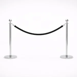 Black Velvet Rope With Chrome Clip