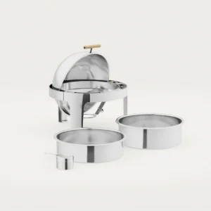 Gold Accent Stainless Round Roll Top Chafer 6 qt.