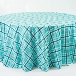 Plaid Traditonal Collection Aqua Linen