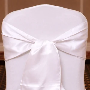 Satin Chair Sash Collection Ivory