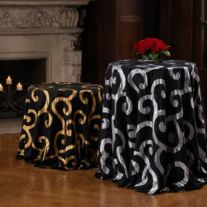 Sheers Swirling Fantasy Collection Gold & Black Linen