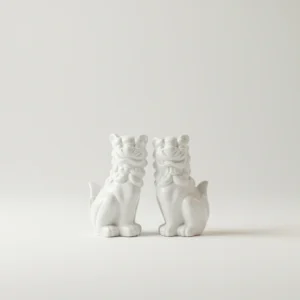 White Ceramic Foo Dogs 14"